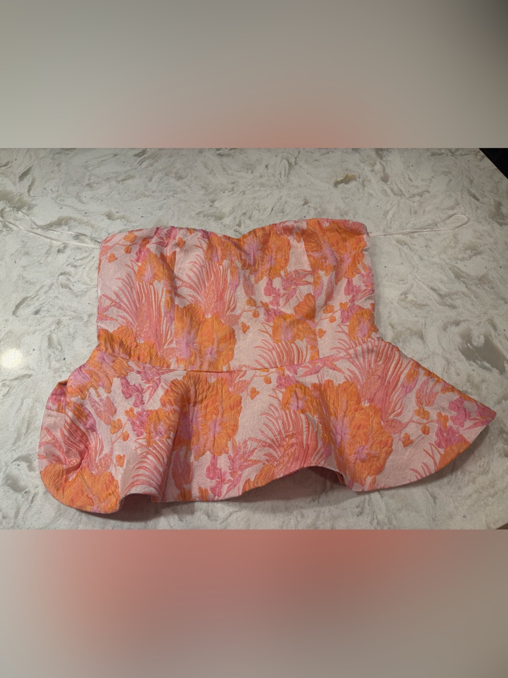 VICI Pink & Orange Floral Peplum Tube Top